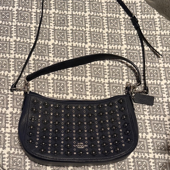 Coach Navy Crossbody Bag with Silver Studs - Picture 5 of 5